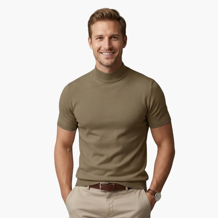 Stand Collar Slim Fit T-Shirt for Men