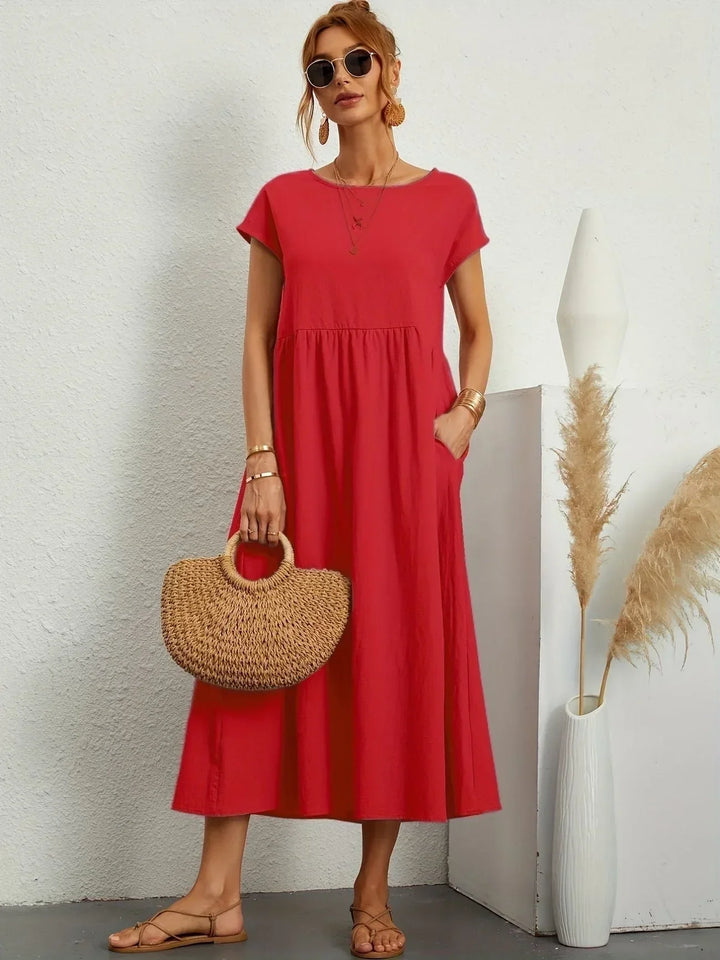 Linen Blend Relaxed Maxi Dress for Women