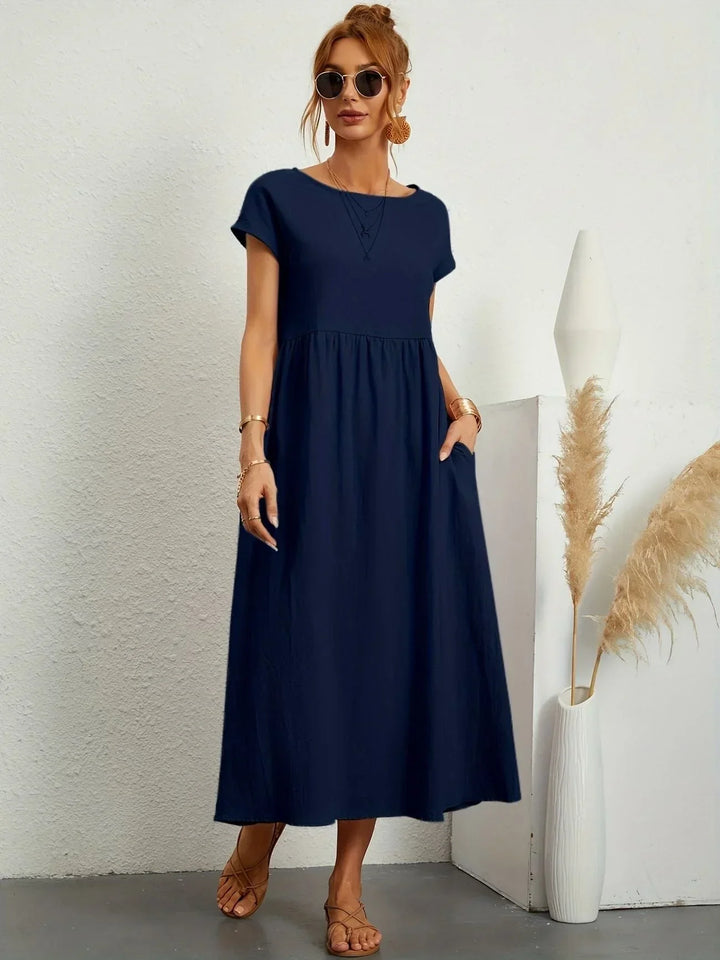 Linen Blend Relaxed Maxi Dress for Women