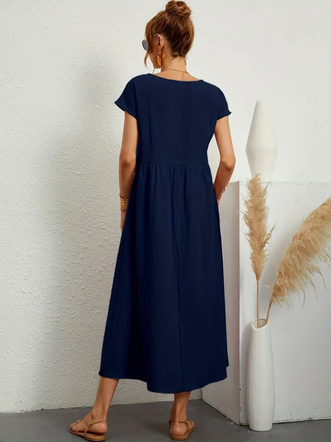 Linen Blend Relaxed Maxi Dress for Women
