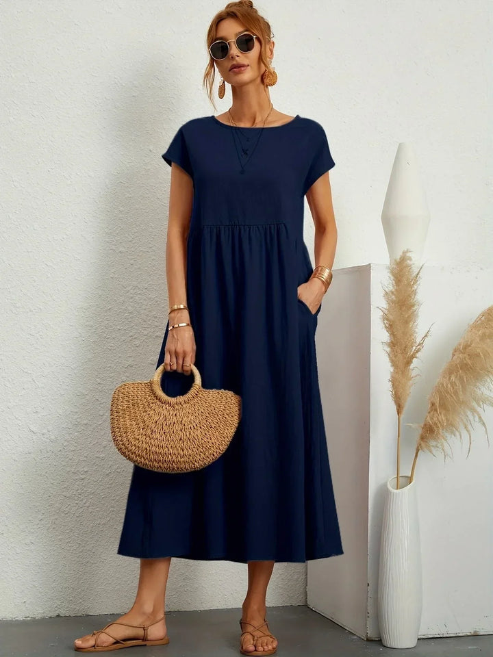 Linen Blend Relaxed Maxi Dress for Women
