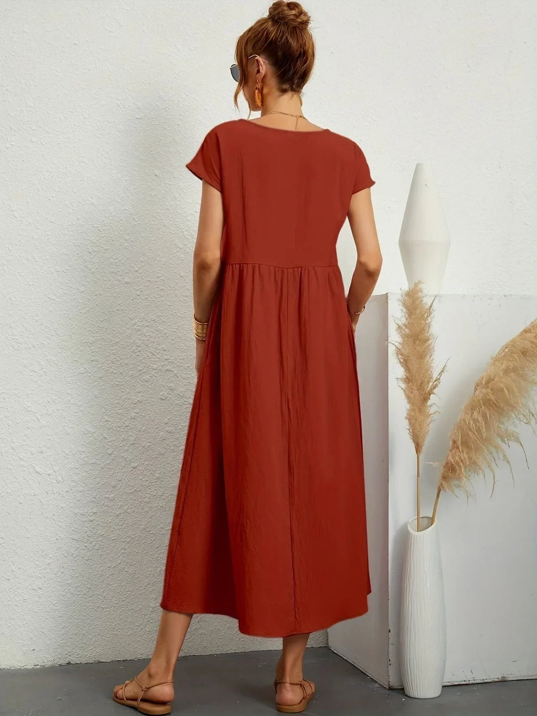 Linen Blend Relaxed Maxi Dress for Women