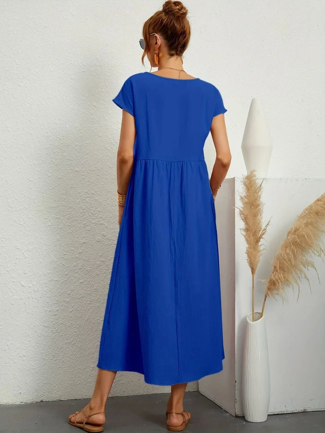 Linen Blend Relaxed Maxi Dress for Women