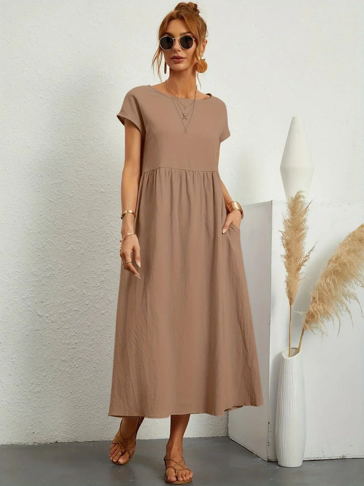Linen Blend Relaxed Maxi Dress for Women