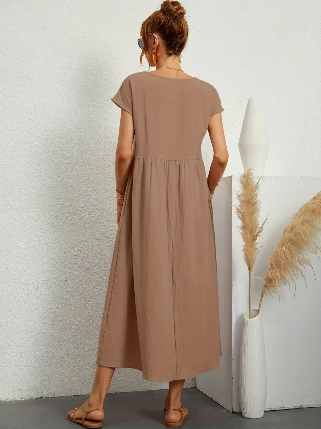 Linen Blend Relaxed Maxi Dress for Women