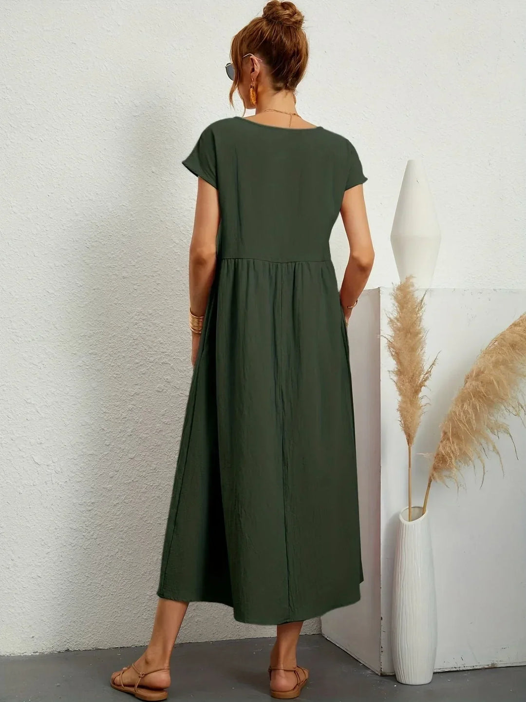 Linen Blend Relaxed Maxi Dress for Women