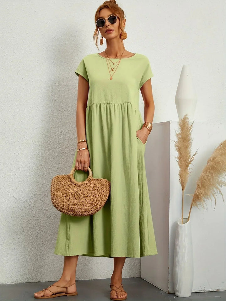 Linen Blend Relaxed Maxi Dress for Women