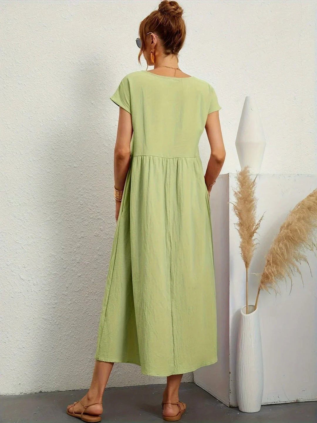 Linen Blend Relaxed Maxi Dress for Women