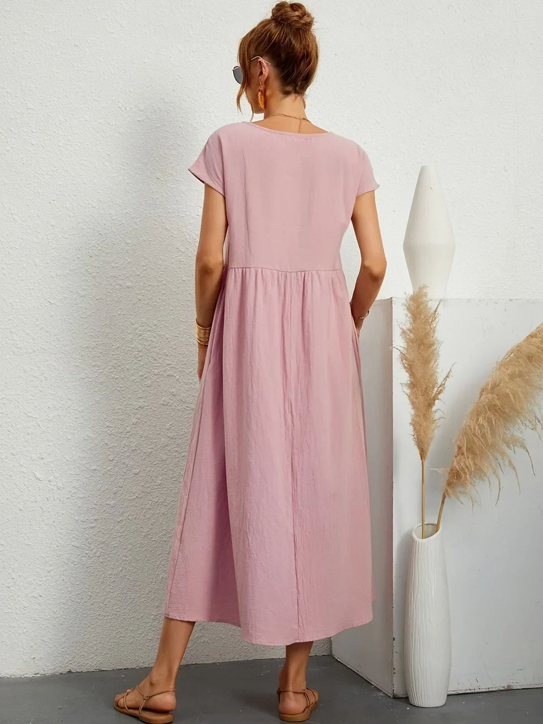 Linen Blend Relaxed Maxi Dress for Women