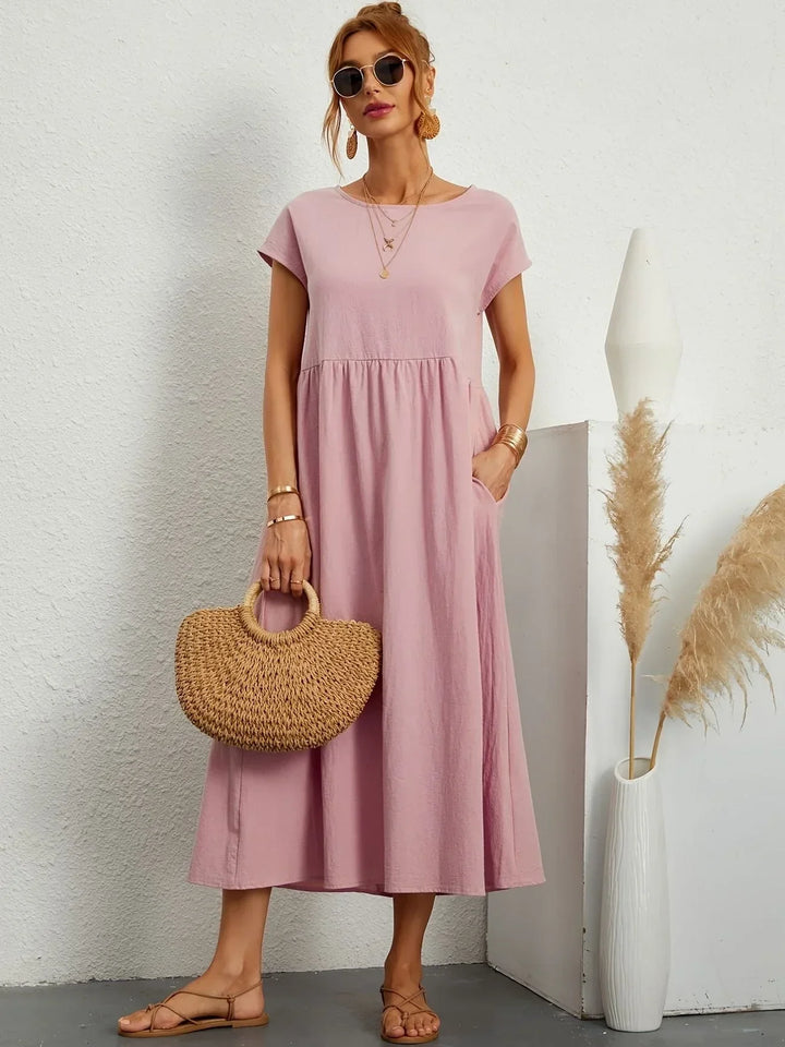 Linen Blend Relaxed Maxi Dress for Women