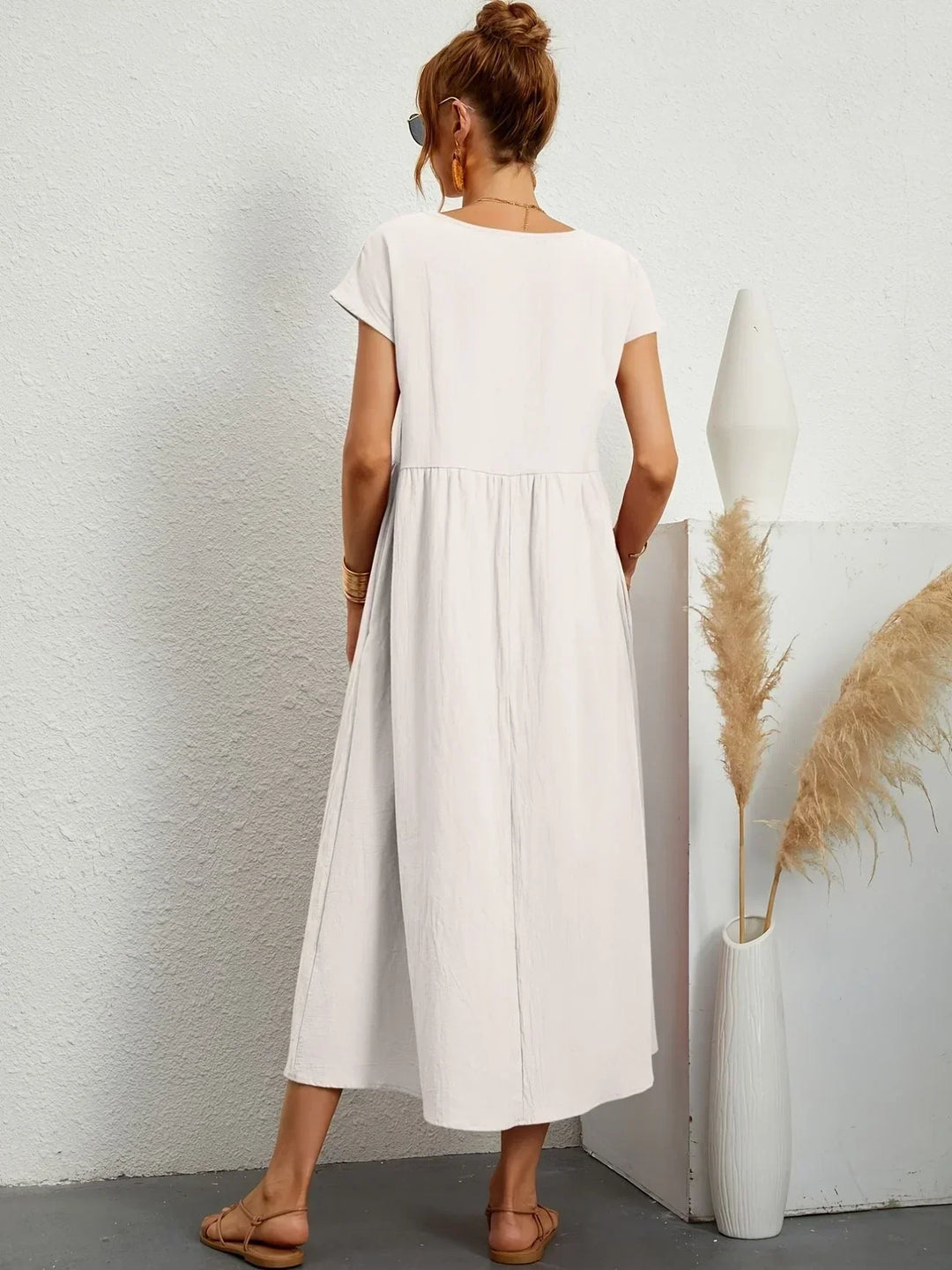 Linen Blend Relaxed Maxi Dress for Women