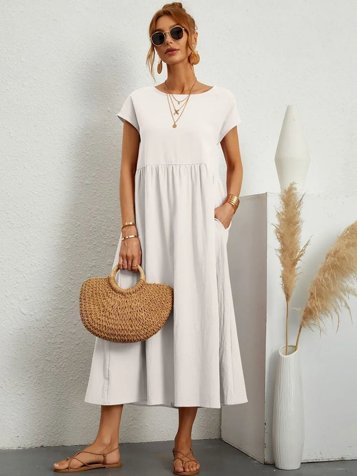Linen Blend Relaxed Maxi Dress for Women