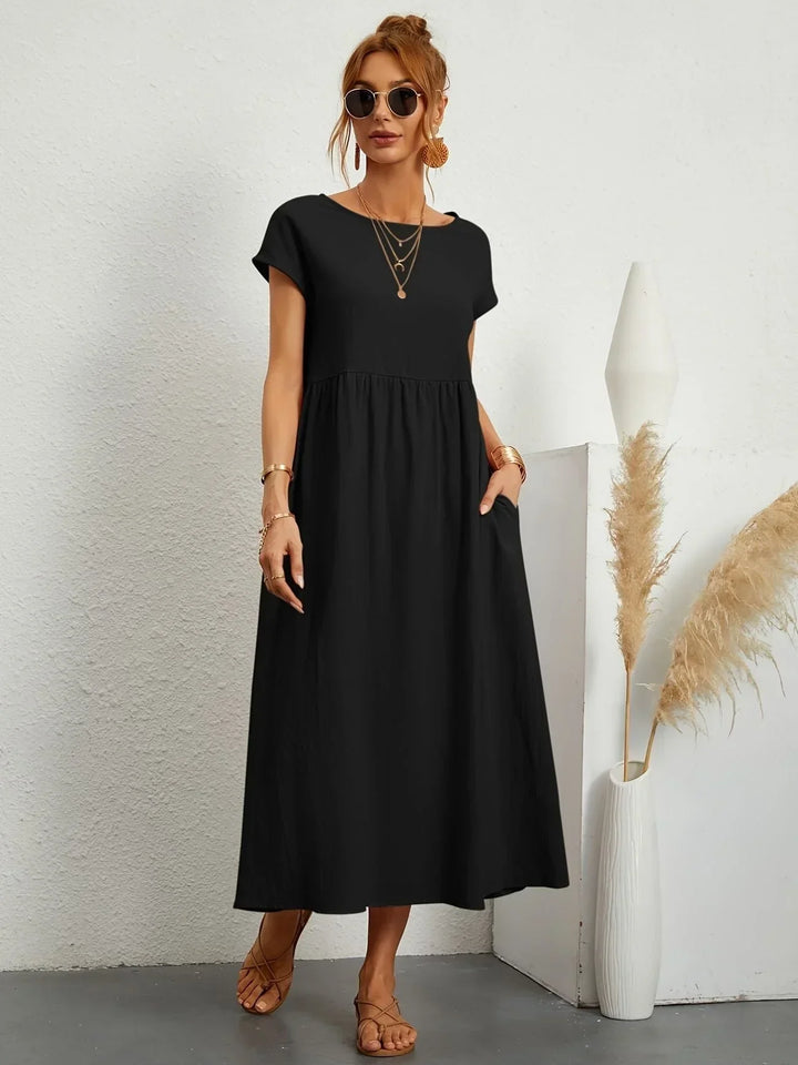Linen Blend Relaxed Maxi Dress for Women
