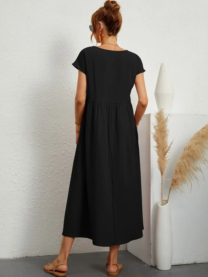 Linen Blend Relaxed Maxi Dress for Women