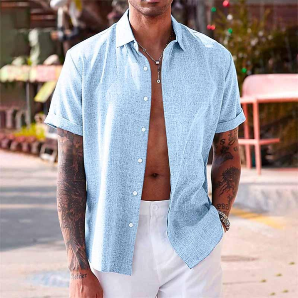 Short Sleeve Button Up Shirt for Men