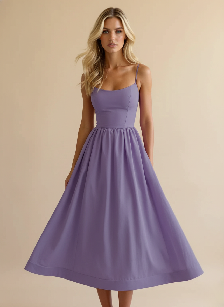 Cotton Strappy Midi Dress for Women