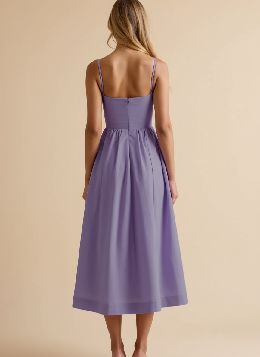 Cotton Strappy Midi Dress for Women