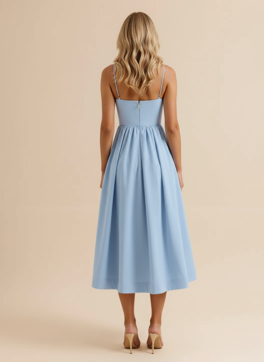 Cotton Strappy Midi Dress for Women