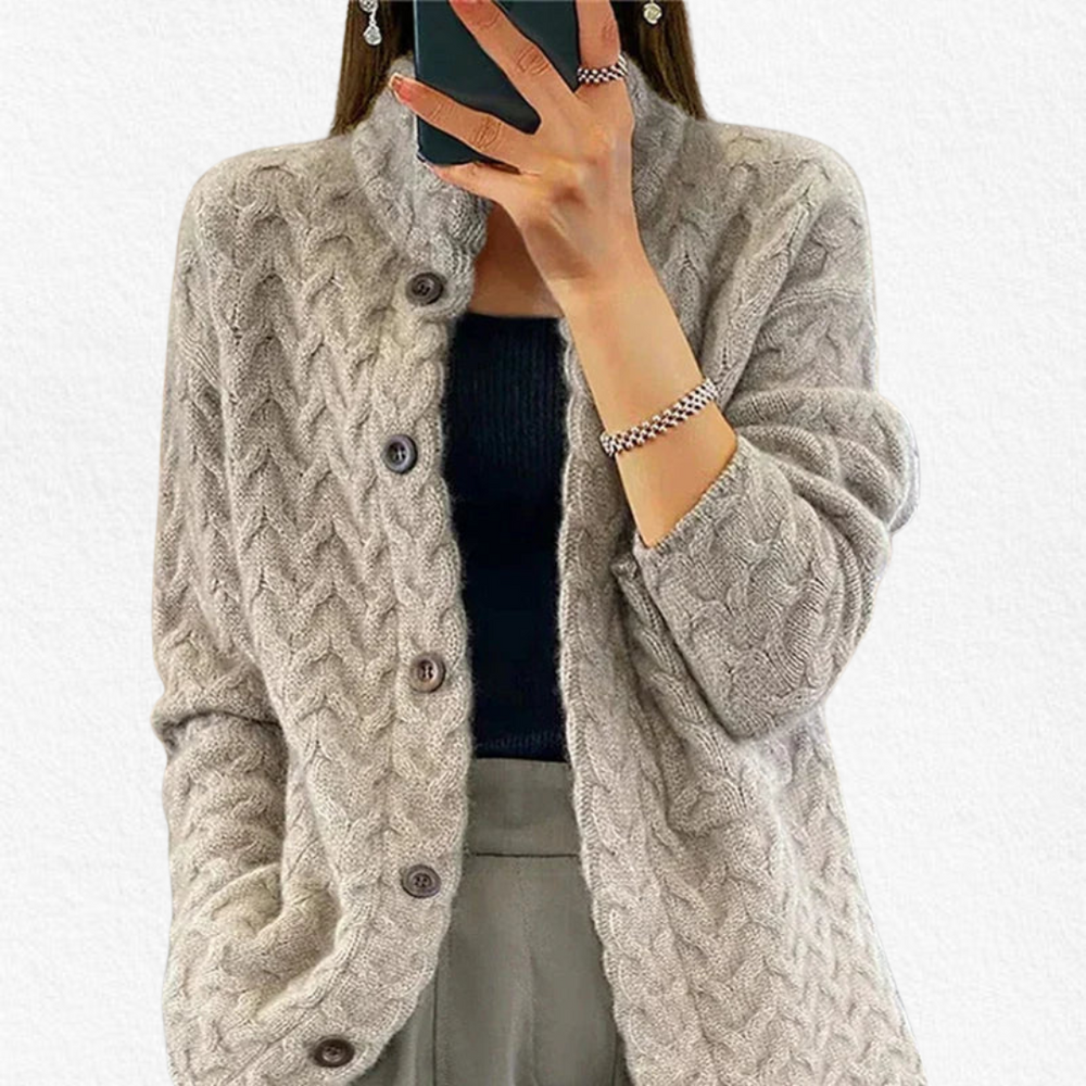 Cable Knit Button Front Cardigan for Women