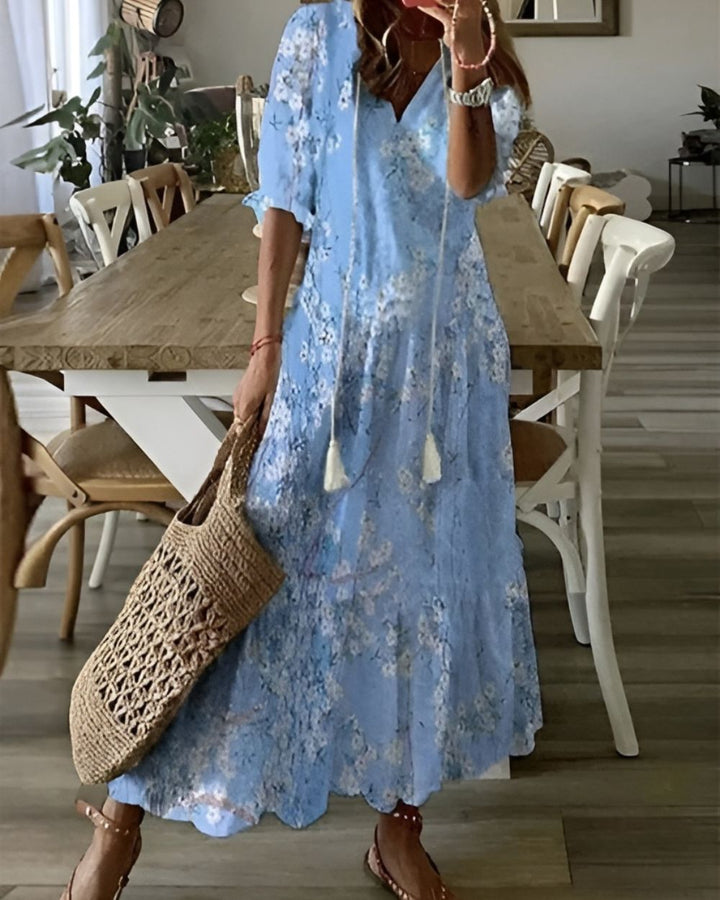 Floral Print Flowing Maxi Dress for Women