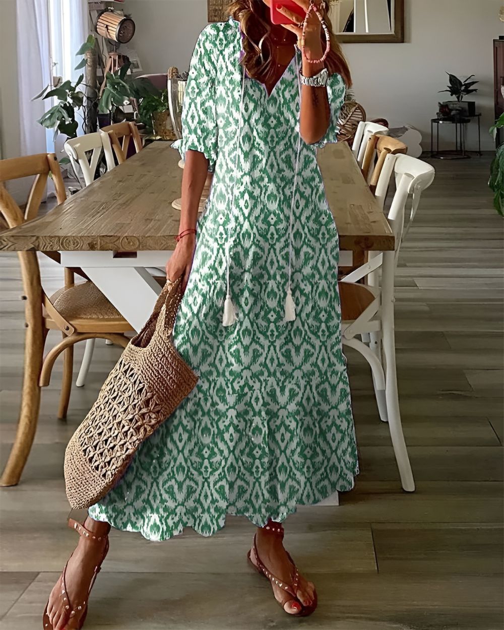 Floral Print Flowing Maxi Dress for Women