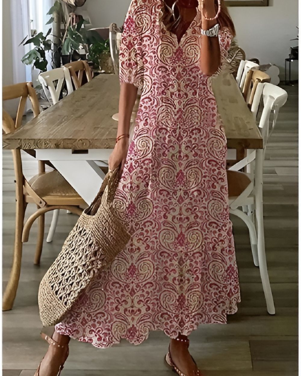 Floral Print Flowing Maxi Dress for Women