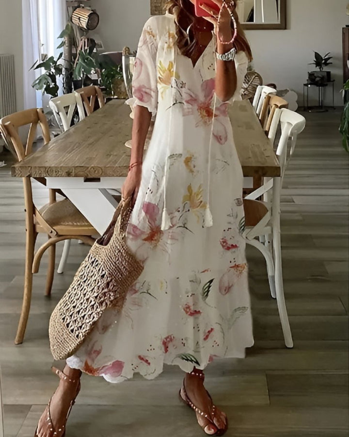 Floral Print Flowing Maxi Dress for Women