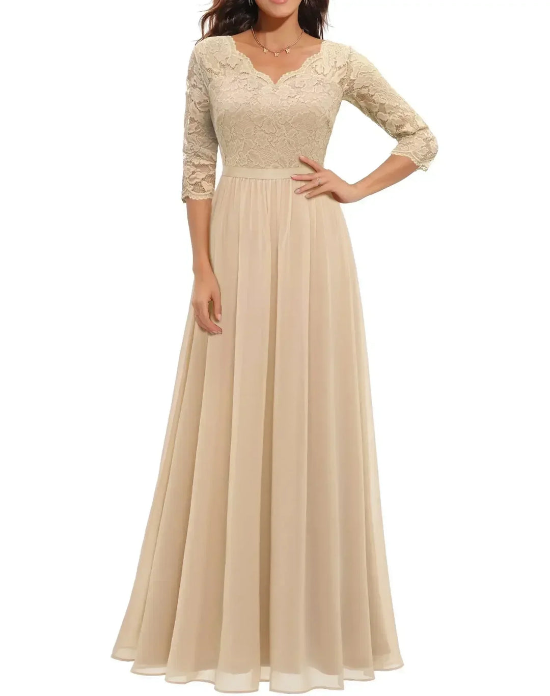 Lace V-Neck Maxi Dress for Women