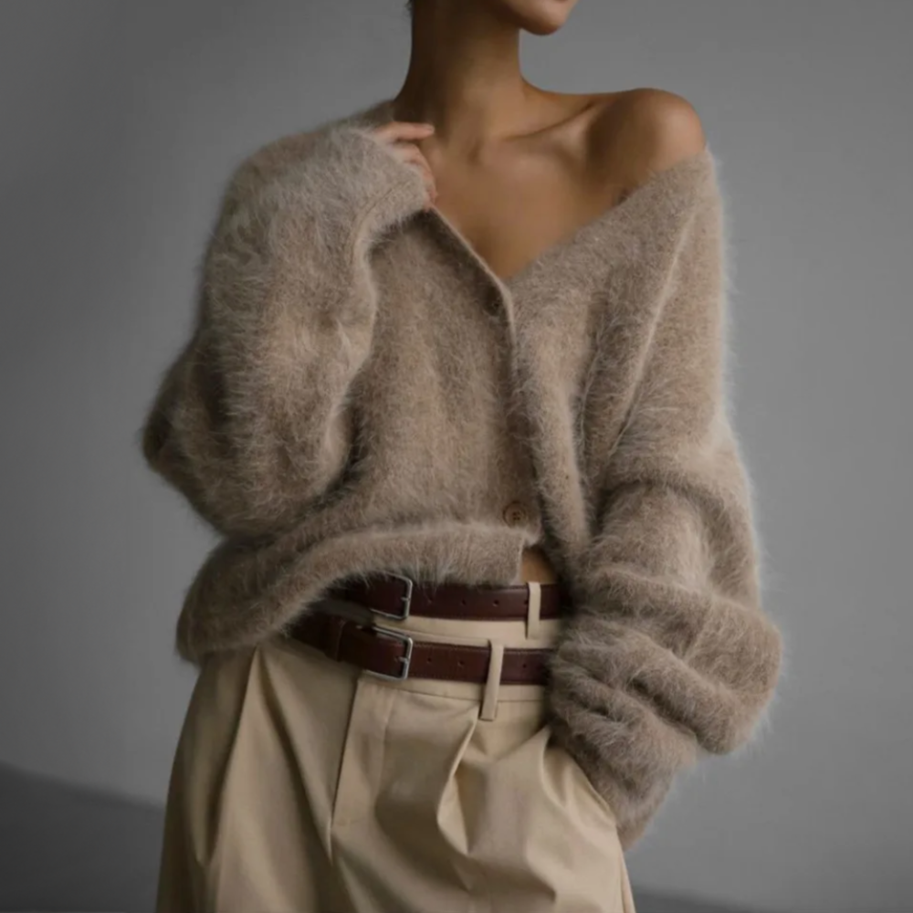Fluffy Oversized Knit Cardigan for Women