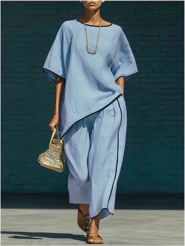 Flowy Tunic and Wide Pants Set for Women