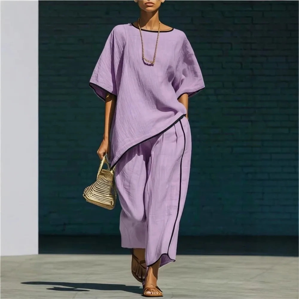 Flowy Tunic and Wide Pants Set for Women