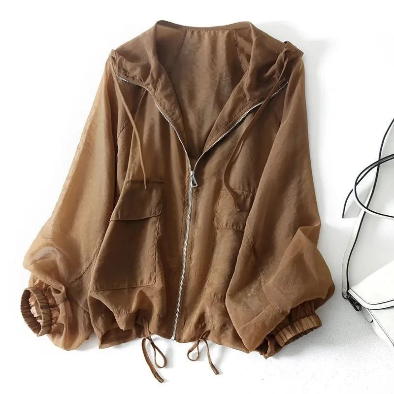 Zip-Up Hooded Jacket for Women