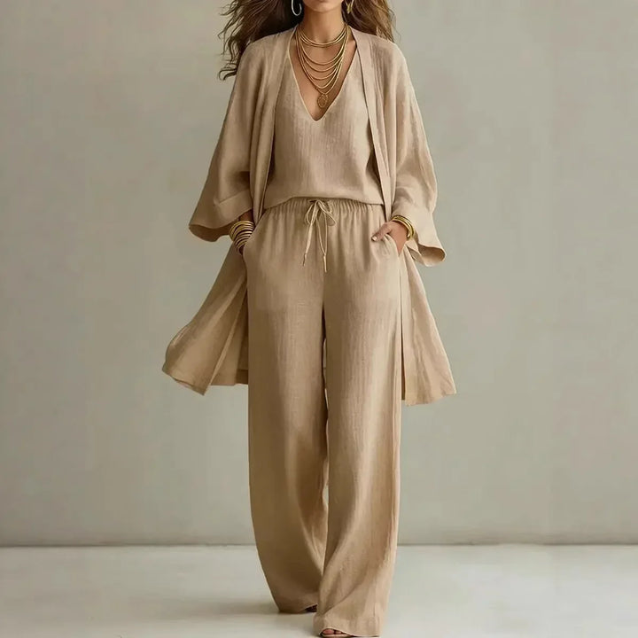 Three Piece Wide Leg Pant Set for Women