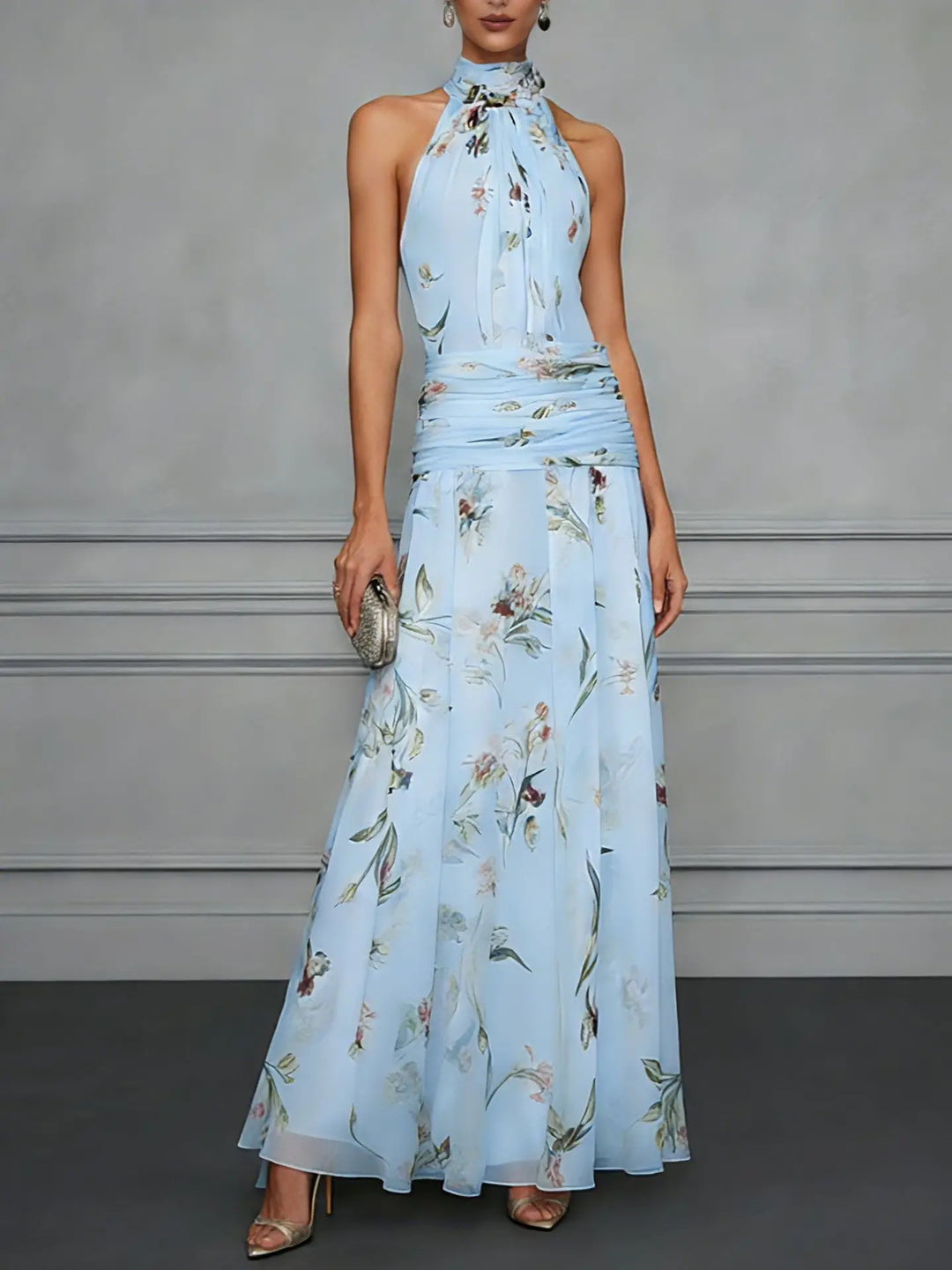 Floral Chiffon Maxi Dress for Women