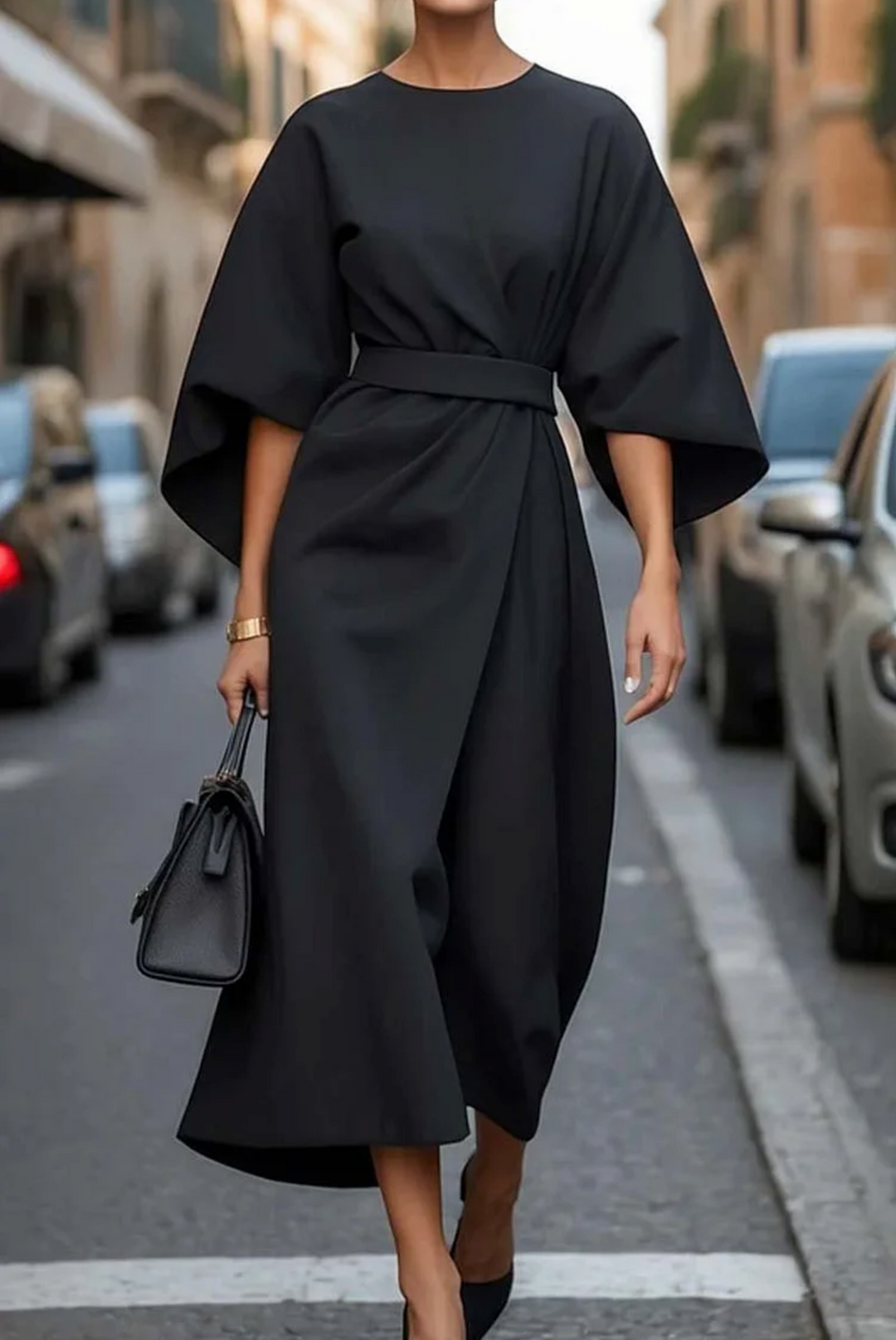 Structured Fluid Midi Dress for Women