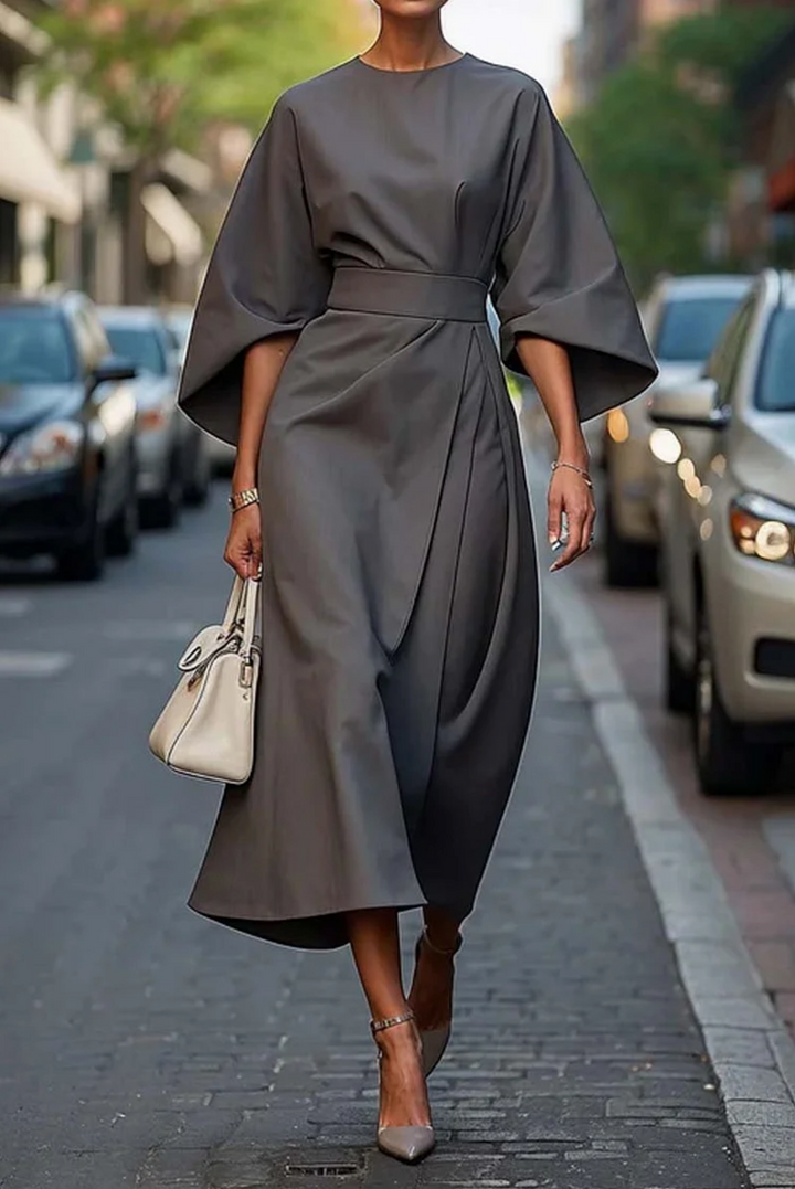 Structured Fluid Midi Dress for Women