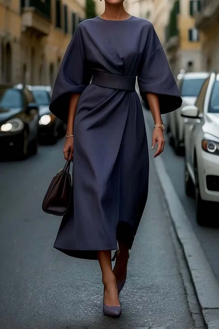 Structured Fluid Midi Dress for Women