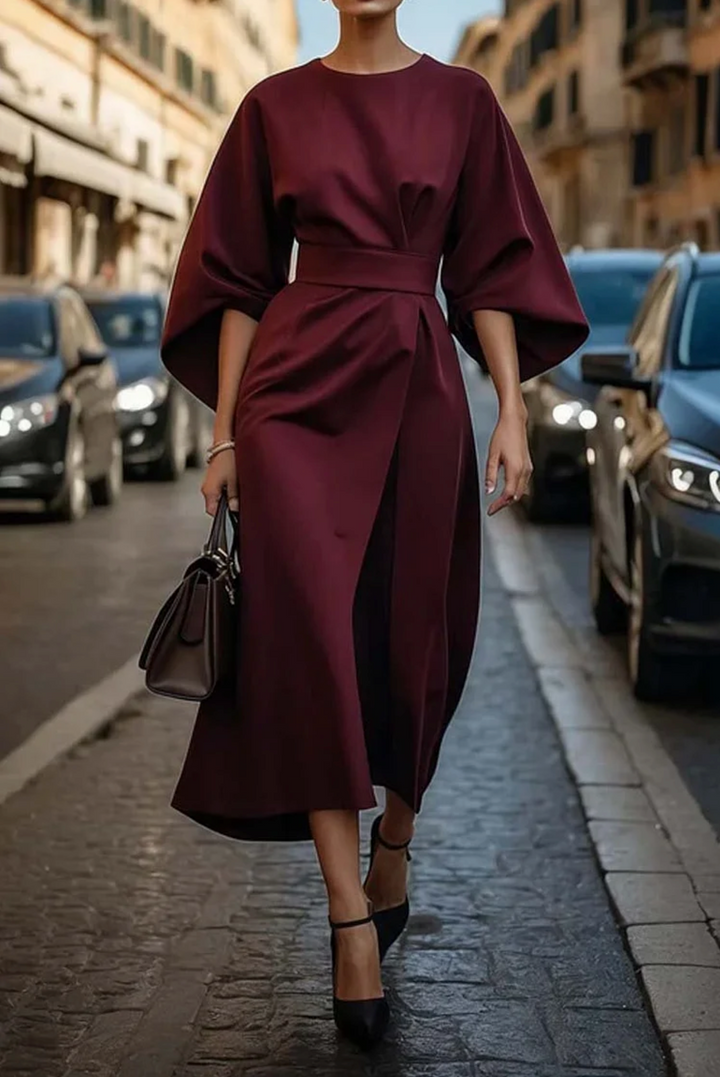 Structured Fluid Midi Dress for Women