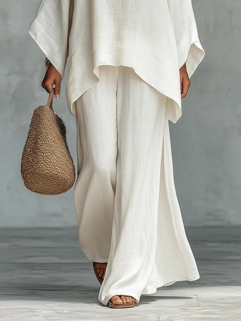 Asymmetric Top and Wide-Leg Pant Set for Women