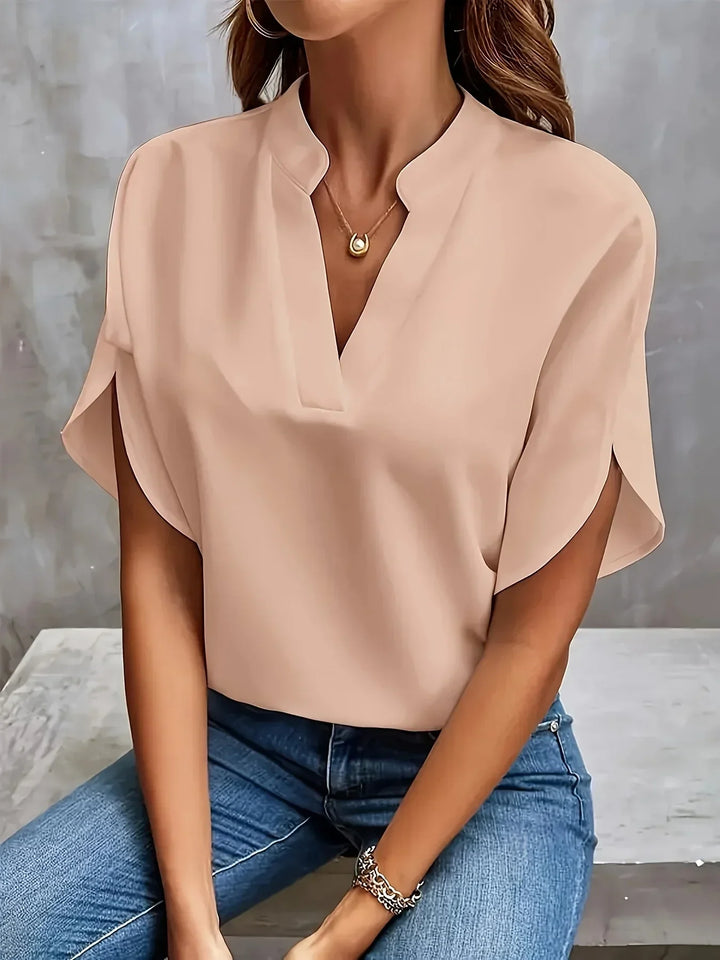 V-Neck Short Sleeve Blouse for Women