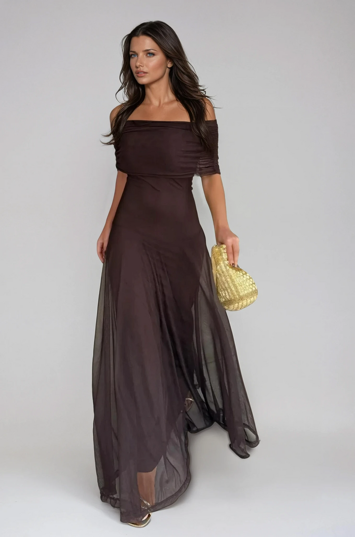 Mesh Overlay Maxi Dress for Women