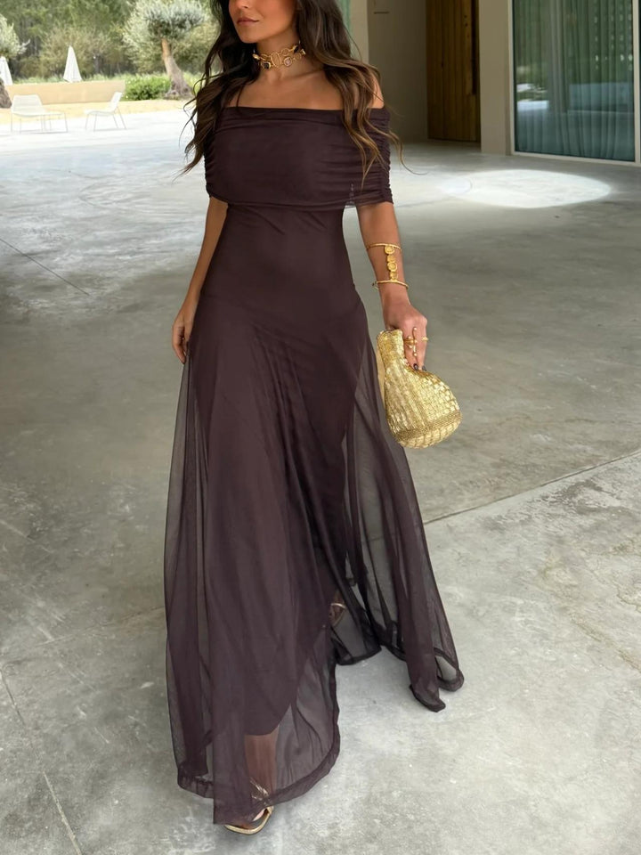 Mesh Overlay Maxi Dress for Women