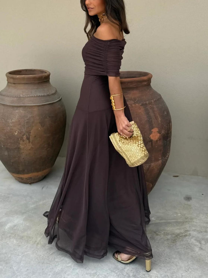Mesh Overlay Maxi Dress for Women
