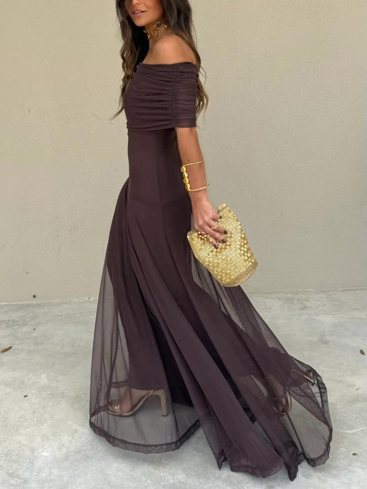 Mesh Overlay Maxi Dress for Women
