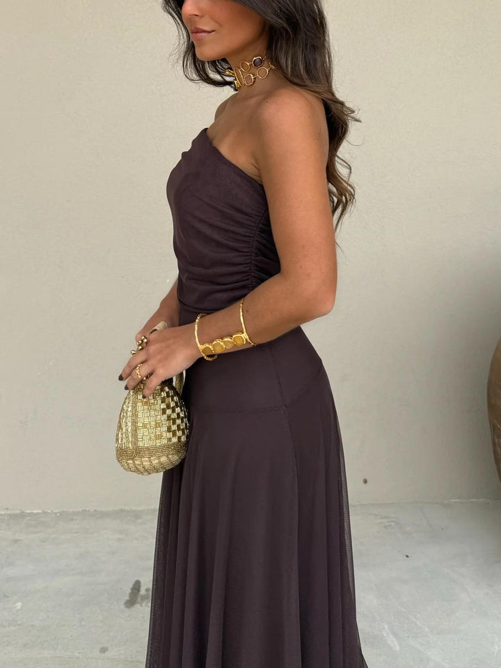 Mesh Overlay Maxi Dress for Women