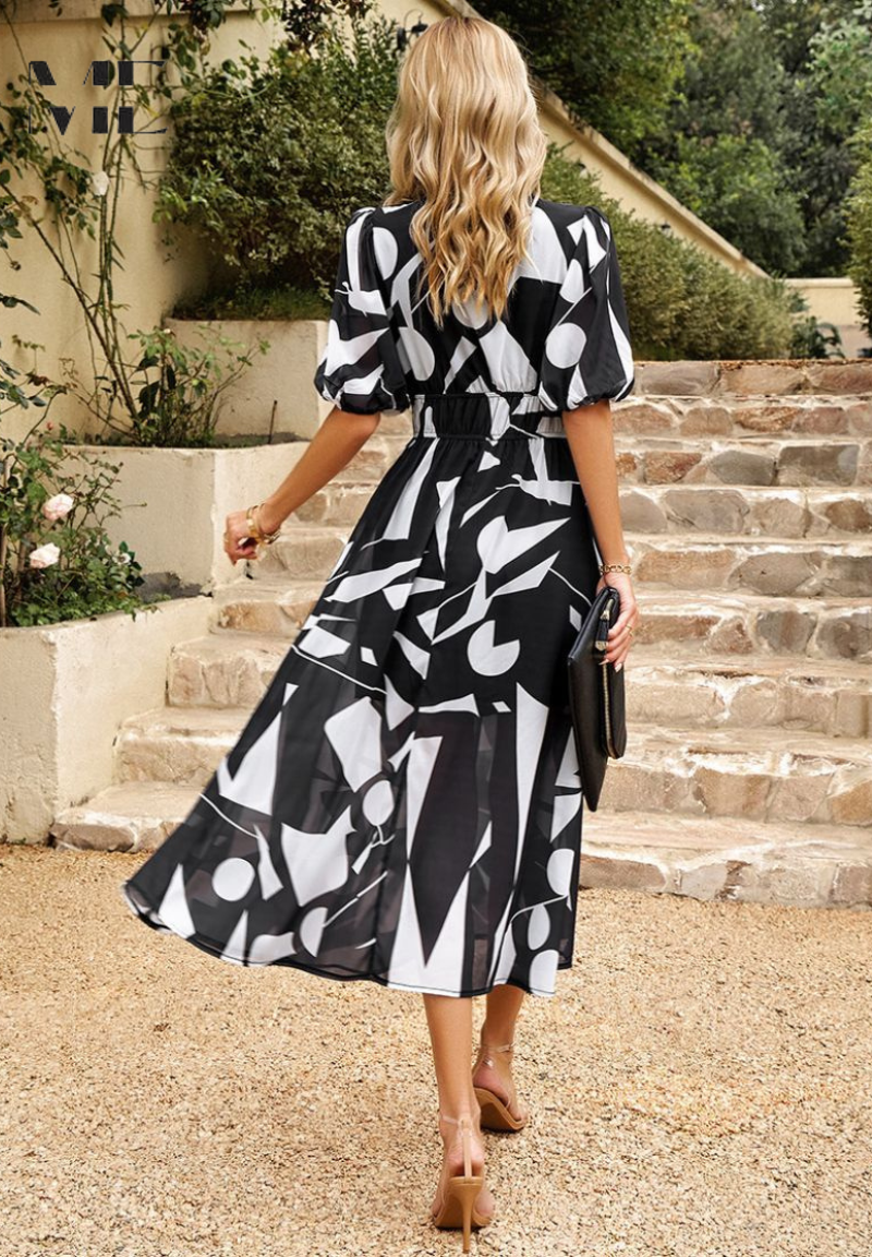 Floral Puff Sleeve Midi Dress for Women