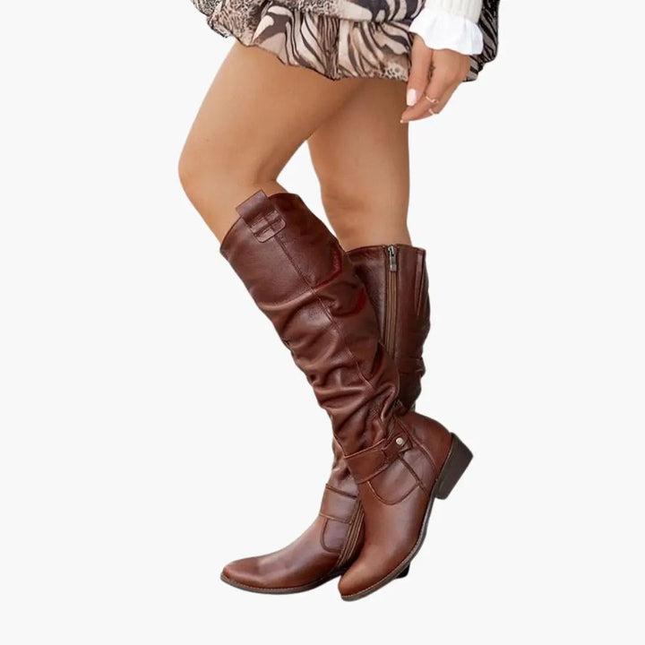 Slouch Knee High Block Heel Boots for Women
