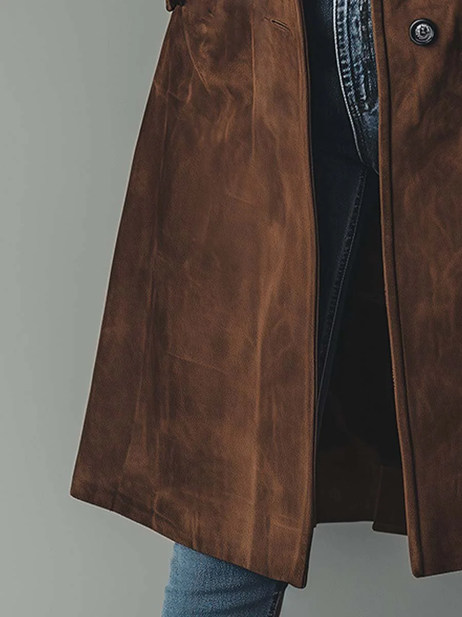 Long Buttoned Trench Style Coat for Women