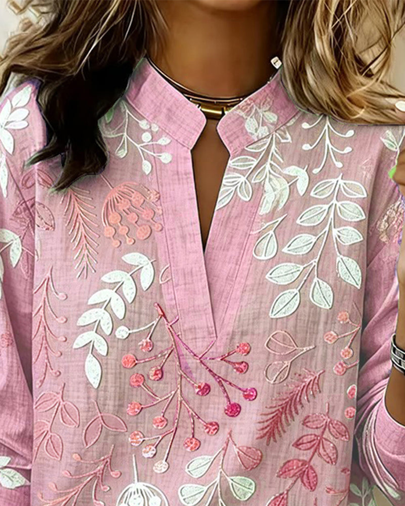 Floral V-Neck Blouse for Women