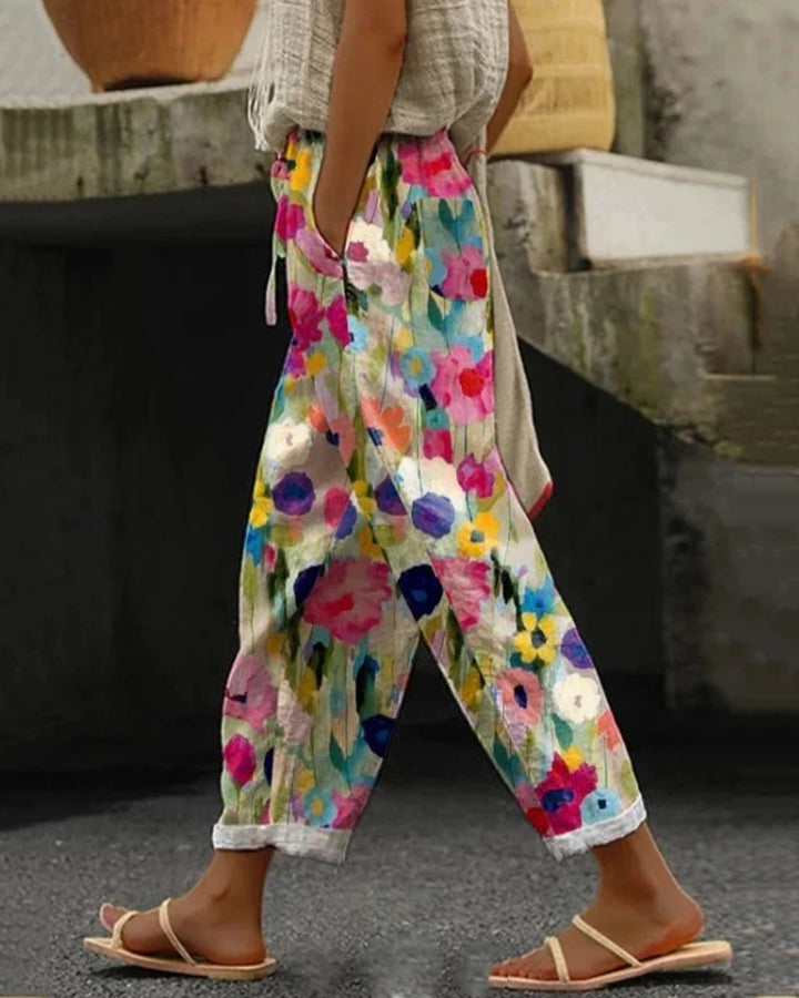 Floral Print Wide Leg Pants for Women